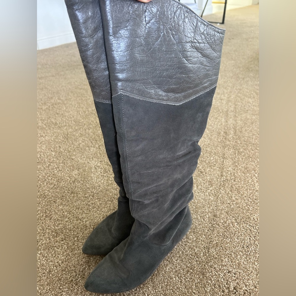 Grey Suede and leather boots